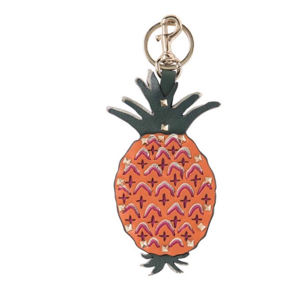 Valentino leather studded keychain